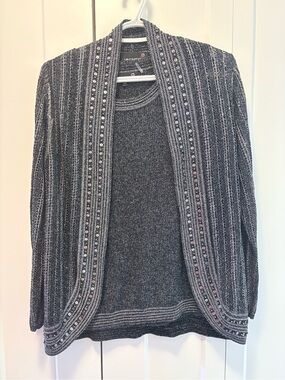 Laura petites Embellished Gray Women's Sweater Cardigan and matching knit tank